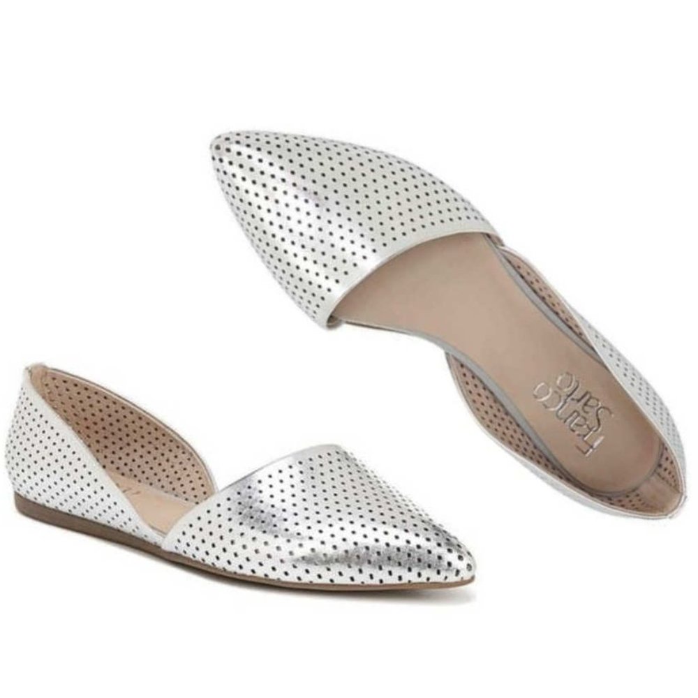 Final Price!  NWOT Franco Sarto Honey2  Silver Metallic Faux Leather Flats 7.5
